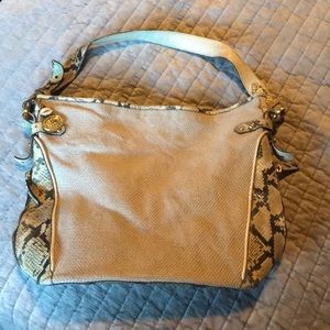 Snakeskin and canvas Brahmin Bag